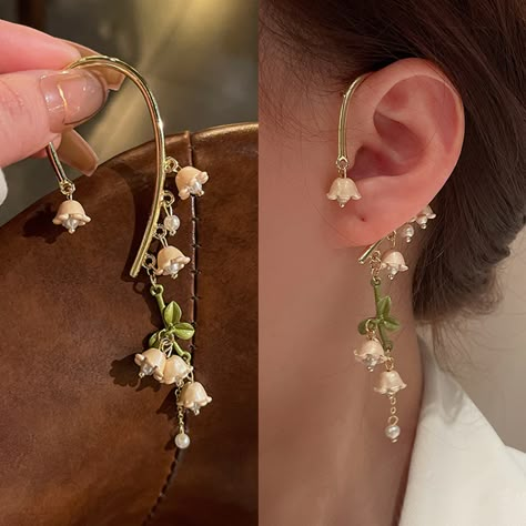 Smarter Shopping, Better Living! Aliexpress.com Lily Of The Valley Accessories, Ear Wrap Earrings, Floral Cuff, Flower Ear, Wrap Earrings, Funky Jewelry, Fancy Jewelry, Fantasy Jewelry, Cuff Earrings