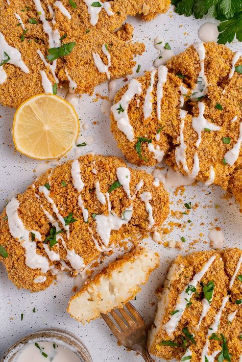 Panko Crusted Cauliflower Steaks, Vegan Breaded Cauliflower, Crispy Cauliflower Steaks, Breaded Cauliflower Steaks, Cauliflower Steaks Baked, Breaded Cauliflower Baked, Fried Cauliflower Steaks, Vegan Cauliflower Steaks, Breaded Cauliflower