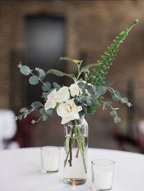 Romantic Greenery Wedding, Greenery Wedding Centerpieces, Greenery Centerpiece, Rose Centerpieces, Downtown Nashville, Simple Centerpieces, Bell Tower, Rustic Wedding Centerpieces, Wedding Flower Decorations