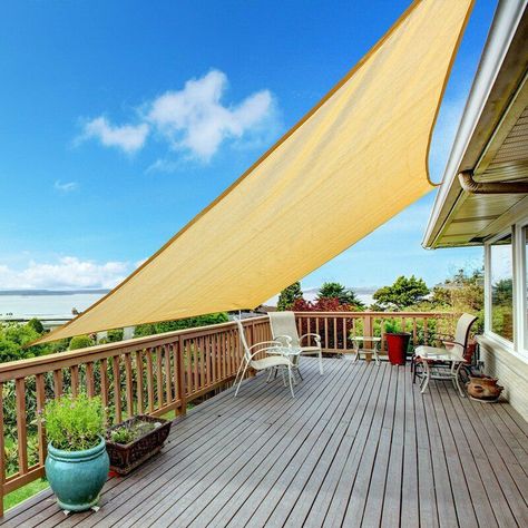 Enjoying Summer Days Outside Under The Best Patio Shade Sails Deck Shade, Sun Sails, Triangle Shade Sail, Sail Canopies, Square Shades, Sun Sail Shade, Patio Shade, Decks Backyard, Pergola Plans