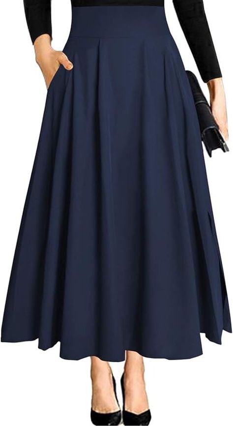 Amazon.com: Black Maxi Skirt for Women Long Length Summer 2024 Trendy Dressy Vintage Flowy High Waisted Flare Pleated A Line Skirts with Pockets M : Clothing, Shoes & Jewelry High Waist Black Skirt, Pear Clothes, Edwardian Skirt, Maxi Skirt With Pockets, Amazon Things, Victorian Skirt, Long Black Skirt, Black A Line Skirt, Black Skirts