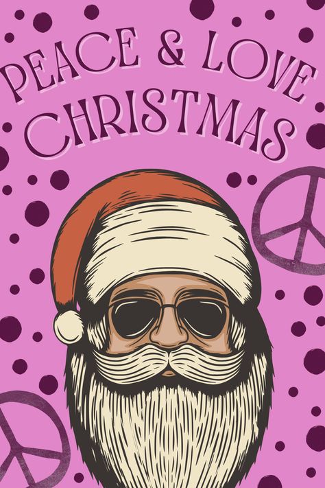 Peace and Love Groovy Christmas background screensaver, Pink and Purple, hippie Santa lock screen, peace symbol, Holliday inspo, wall art, unique wall paper Hippie Christmas Wallpaper, Hippie Christmas, Inspo Wall, Groovy Christmas, Wall Art Unique, Art Unique, Christmas Background, Screen Savers, Christmas Wallpaper