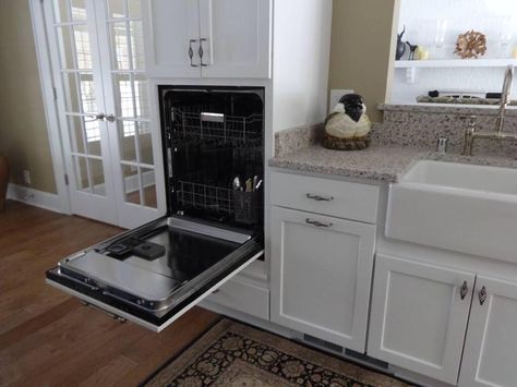 interesting idea for Universal design dishwasher placement-project Susie Feia in Madison WI Kitchen Dishwasher Placement, Dishwasher Placement, Dishwasher Placement Ideas, Sink Dishwasher Refrigerator Same Wall, Raised Dishwasher Ideas, Island With Sink And Dishwasher Dimensions, Dishwasher Cabinet Dimensions, Under Sink Dishwasher, Dishwasher Machine