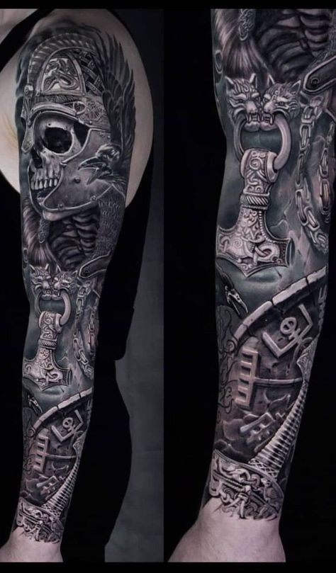 Celtic Sleeve Tattoos, Viking Tattoos For Men, Shoulder Armor Tattoo, Warrior Tattoo Sleeve, Viking Warrior Tattoos, Viking Tattoo Sleeve, Blackpool England, Viking Skull, Armor Tattoo