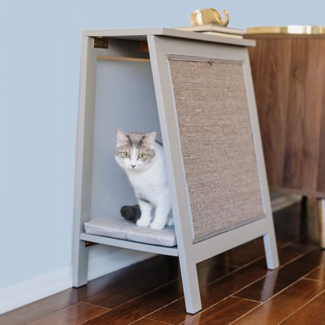 The A-Frame Cat Bed is a stylish end table for you, while being a cool cat bed and sisal cat scratcher for your beloved cat. Cat Scratcher Side Table, Boho Cat Furniture, Floor Vent, Sleeping Nook, Ideas For Cats, Double Agent, Cat Perch, Cat Cages, Outdoor Cat