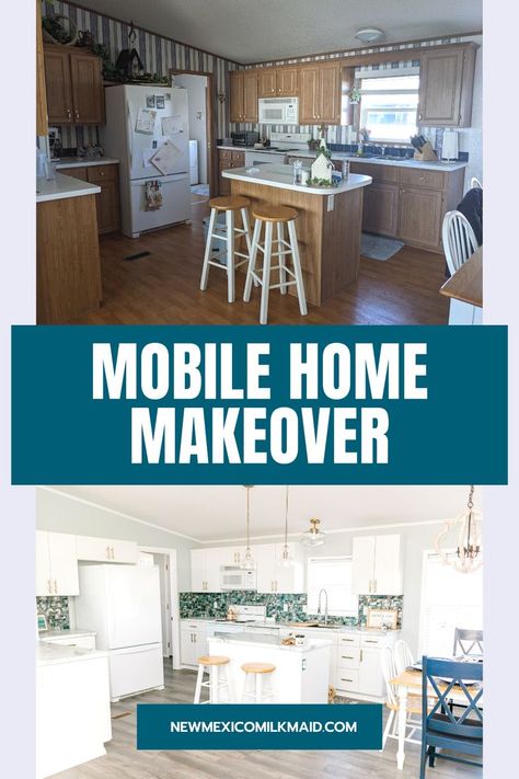 1980s Mobile Home Remodel, Updated Mobile Home, Mobile Home Kitchen Makeover, Doublewide Mobile Home Renovations, Renovated Trailer, Trailer House Remodel, Home Finishes, Double Wide Remodel, Mobile Home Remodel