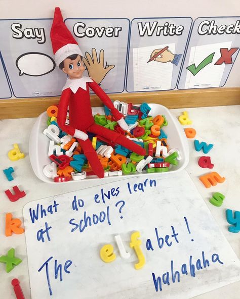 Elf On The Shelf Ideas For Kindergarten, Elf On The Shelf Before School, Elf On The Shelf White Board, Elf On The Shelf Ideas In Classroom, Elf On Shelf For Classroom, Elf Ideas Easy Classroom, Elf On The Shelf For Classroom Teachers, Classroom Elf On The Shelf Arrival, Elf On The Shelf Classroom Ideas Funny