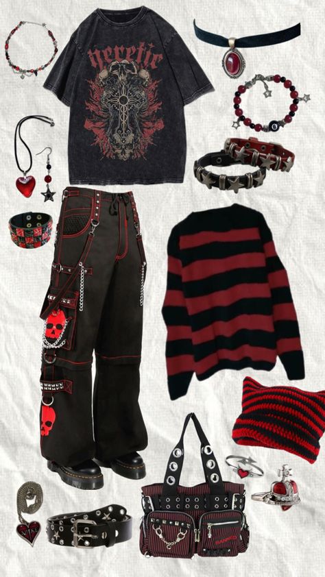 Styl Grunge, Punk Style Outfits, Grunge Fits, Cooler Style, Alt Outfits, Funky Outfits, Punk Outfits, Grunge Goth, Swaggy Outfits