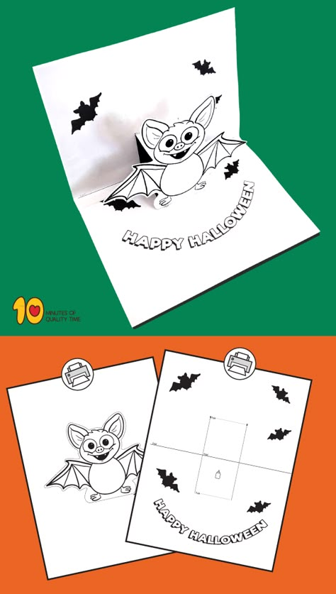 Tarjeta para Halloween Halloween Pop Up Cards, Halloween Infantil, Fairy Halloween Costumes, Halloween Worksheets, Hallowen Ideas, Halloween Arts And Crafts, Easy Halloween Crafts, Halloween Printable, Halloween Porch