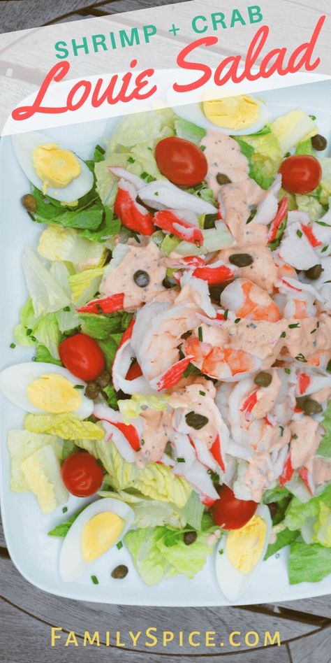 Crab Louie Salad Dressing Recipe, Crab Louis, Shrimp And Crab Salad, Shrimp Louie Salad, Shrimp Salads, Shrimp Louie, Crab Louie Salad, Creative Salads, Ww Salads