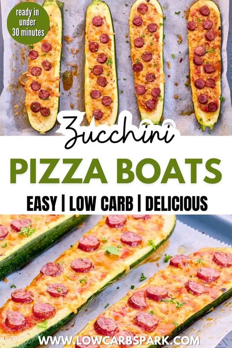 Loaded with delicious pizza flavors, these delicious zucchini pizza boats are super easy to make and the perfect way to enjoy pizza without worrying about the carbs. Zucchini Boats Pizza, Pizza Zucchini Boats, Pizza Zucchini, Zucchini Pizza Boats, Pizza Boats, Low Carb Spaghetti, Pizza Easy, Easy Zucchini Recipes, Zucchini Pizza