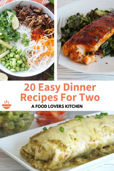 Looking for delicious dinner ideas for two? Our collection of everyday dinner recipes for couples is here to save the day! From quick and easy meals to flavorful dishes, find inspiration to satisfy your taste buds. #dinnerfortwo #easyrecipes #flavorfulmeals Unique Meals For Two, Nice Dinner Recipes For Two, Small Casseroles For Two, Meal For 2 Ideas, Couple Meal Ideas, Dinner Ideas For Single People, Lunch For Two People, Two Person Recipes, 2 Person Meals Dinners