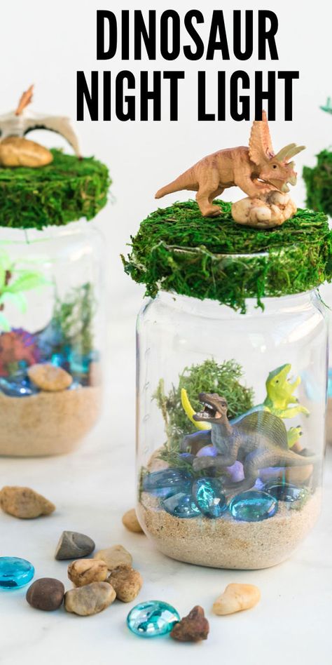 Jolly Jars Ideas Kids, Dino Crafts, Dino Craft, Jar Terrarium, Diy Dinosaur, Dinosaur Activities, Dinosaur Crafts, Animal Crafts For Kids, Mason Jar Crafts Diy