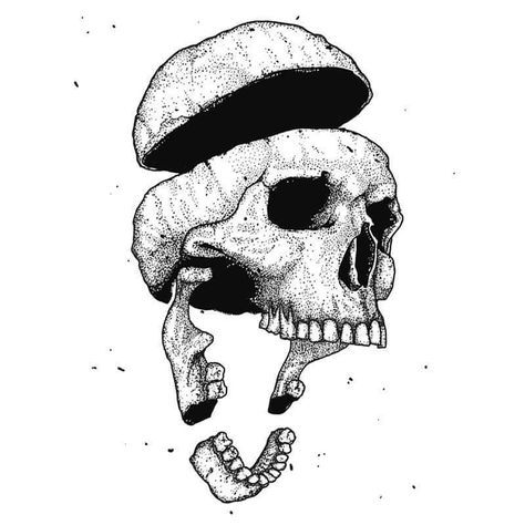 #skull #illustration #blackandwhite #blackwork Skull Side Profile Open Mouth, Crushed Skull Tattoo, Gothic Flash Tattoo, Tattoo Pieces, Commission Ideas, Feed Your Head, Skull Ideas, Drawings Inspo, Black Ink Art