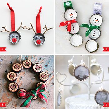 Bottle Cap Christmas Ornaments, Bottle Cap Ornaments, Beer Bottle Crafts, Diy Bottle Cap Crafts, Bottle Cap Projects, Diy Felt Christmas Ornaments, Fund Raiser, Cap Art, Ideas Navidad