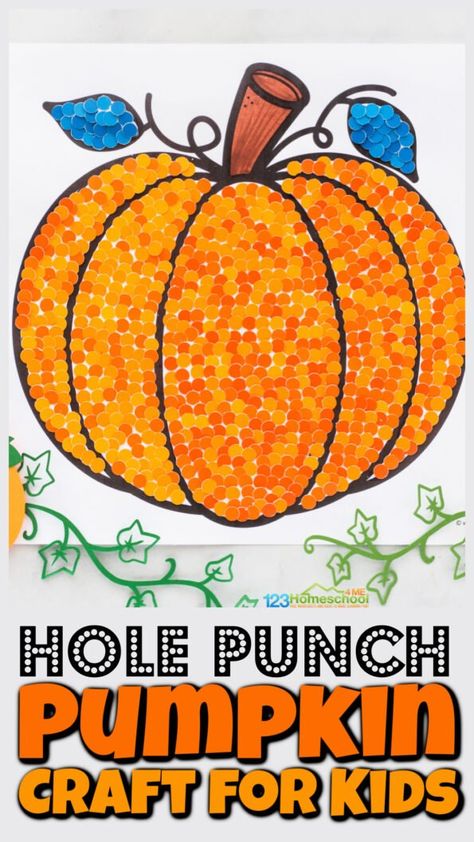 Hole Punch Activities Free Printable, Harvest Crafts For Kids, Pumpkin Seed Crafts, Pumpkin Craft For Kids, Pumpkin Science Experiment, Halloween Experiments, Pumpkin Math Activities, Pumpkins Kindergarten, Pumpkin Science