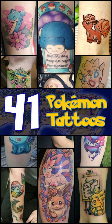 Cool Pokemon Tattoos, Pokemon Sibling Tattoo, Neo Traditional Pokemon Tattoo, Pokemon Couple Tattoos, Cute Pokemon Tattoo, Pokémon Tattoo Ideas, Small Pokemon Tattoo, Matching Pokemon Tattoos, Traditional Pokemon Tattoo