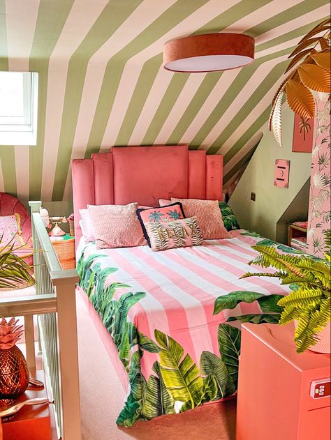 Pink and green girls bedroom