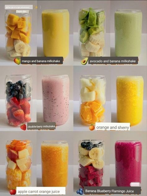 Makanan Rendah Kalori, Sommer Mad, Resep Smoothie, Fruit Smoothie Recipes Healthy, Easy Healthy Smoothies, Smoothie Recipes Healthy Breakfast, Recipes Healthy Breakfast, Healthy Food Menu, Smoothie Drink Recipes