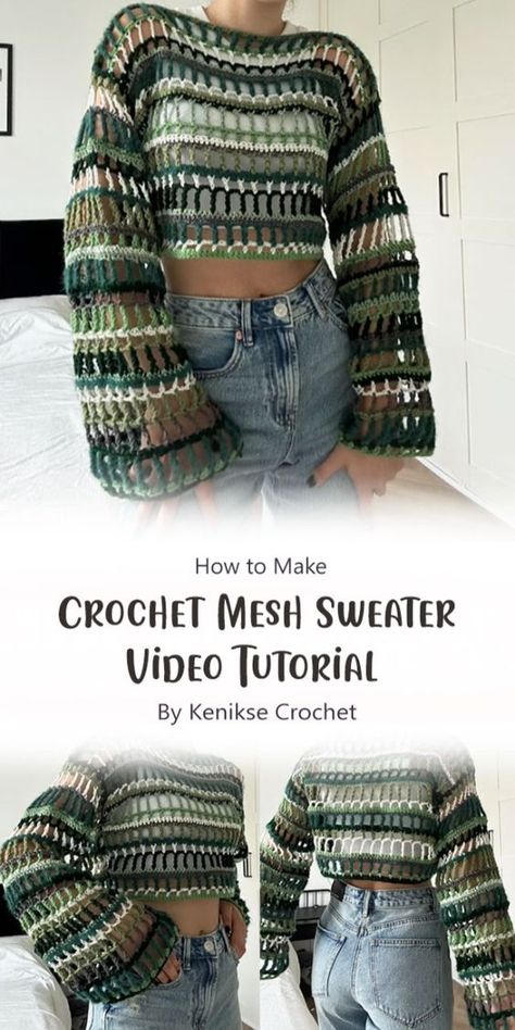 Dive into the world of crochet with the delightful of mesh sweaters. Whether you’re a seasoned crochet enthusiast or just starting your journey with yarn and hooks, this tutorial by Kenikse Crochet will guide you through creating your very own mesh sweater masterpiece. Crochet 100g Projects, Diy Crochet Top Pattern Free, Crochet Free Patterns Top, Quick And Easy Crochet Sweater Pattern Free, Lightweight Crochet Sweater, How To Crochet A Mesh Top, Crochet Patterns One Skein, Crochet Mesh Sweater Pattern Free, Free Clothes Crochet Patterns