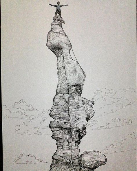 Climbing Art, Drawing Rocks, Mountain Pictures, Rock Climbers, Sport Art, Zen Doodle, Art Styles, Rock Climbing, Merry Xmas