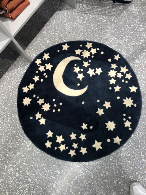 Celestial Rug, Star Rugs, Goth House Decor, Moon Rug, Basement Decoration, Goth Houses, Fuzzy Rug, Rug Tufting, Food Keto