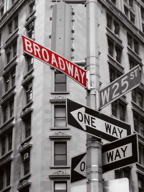 Broadway Sign, New York Images, Broadway Street, Photo New York, New York Canvas, Red Photography, City Sign, Black And White City, Free Art Print