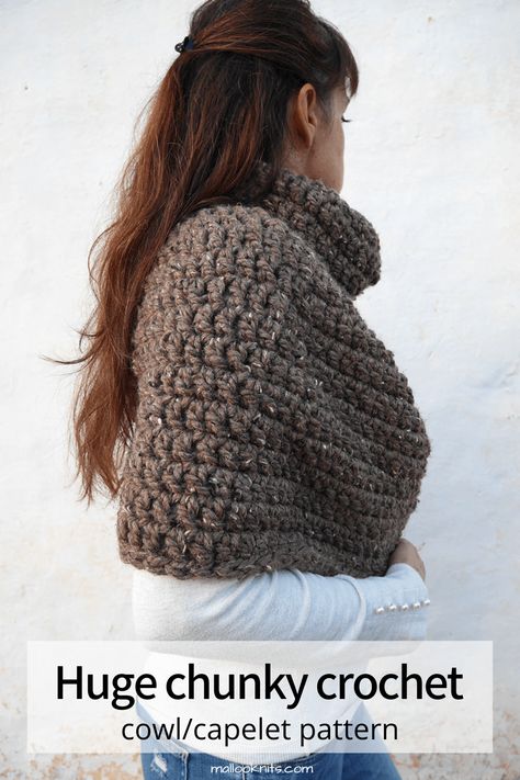 Easy Crochet Capelet Free Pattern, Chunky Crochet Poncho Free Pattern, Free Crochet Capelet Patterns, Crochet Chunky Cowl Free Pattern, Crochet Round Shawl Pattern Free, Free Crochet Cape Patterns, Crochet Capelet Free Pattern, Crochet Cape Pattern Free, Super Bulky Yarn Patterns Crochet