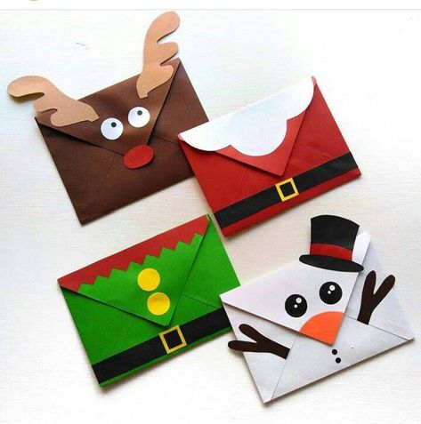 30 Christmas cards for fans of original DIY details (with video) Elementary Crafts, Simple Christmas Cards, Christmas Envelopes, Christmas Arts And Crafts, Christmas Card Art, Noel Diy, Year 5, Christmas Card Crafts, Christmas Gift Card