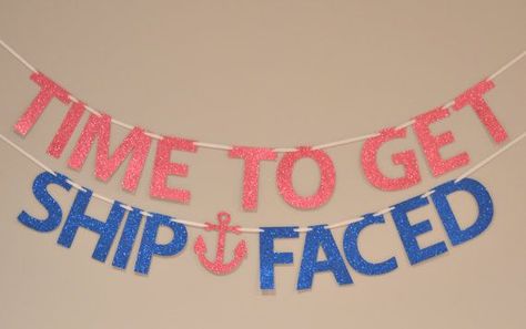 Love Boat Theme Party, Boat Theme Party, Nautical Bachelorette Party, Nautical Bachelorette, Boat Theme, Bachelorette Cruise, Cruise Party, Glitter Banner, Nautical Party