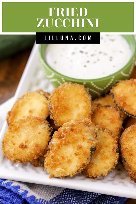 Restaurant-style fried zucchini is a family favorite! It's simply addicting, especially dipped in ranch or marinara. #friedzucchini #friedzucchinirecipe #zucchini #fried Deep Fried Zucchini, Fried Zucchini Recipes, Fried Zucchini, Bake Zucchini, Homemade Ranch, Zucchini Fries, Cheese Bites, Favorite Appetizers, Zucchini Recipes