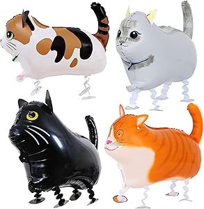 4 Pack Walking Cat Balloons Animal Pet Cat Balloons Cat Balloons for Kids Birthday Party Pet Cat Theme Birthday Party Decorations Cat Birthday Theme Decoration, Cat Party Decor, Dog And Cat Birthday Party Ideas, Cat And Dog Birthday Party For Kids, Cat Balloon Animal, Dog And Cat Party, Cat Birthday Party Ideas, Cat Birthday Decorations, Cat Theme Birthday Party