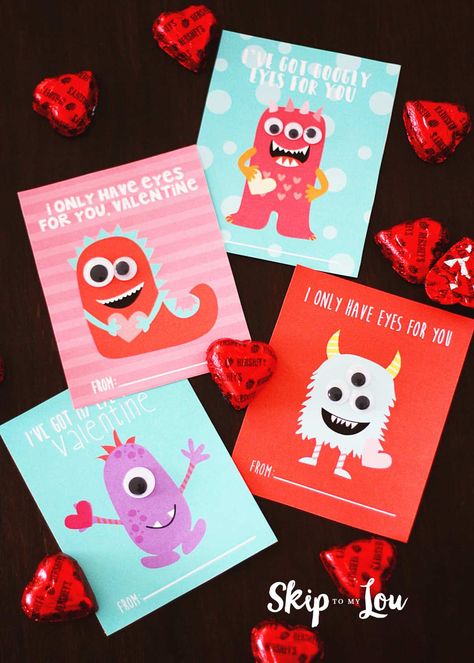 Fun Valentines For Kids, Monster Valentine, Minecraft Valentines, Kids Valentine Boxes, Boys Valentines, Valentine Card Box, Valentine Printables, Monster Valentines, Valentine Mailbox