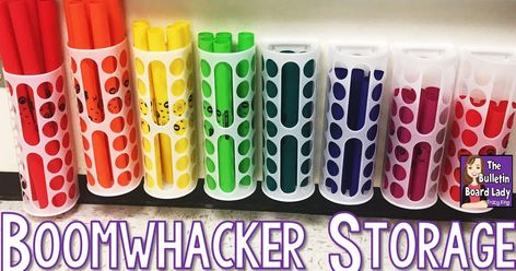 Clever ideas for storing Boomwhackers in your music classroom are highlighted. Boomwhacker storage can be inexpensive and beautiful with these ideas. Boomwhacker Storage, Boomwhacker Music, Music Classroom Organization, Classroom Wishlist, Music Classroom Decor, Teaching Organization, Music Rooms, File Folder Activities, Boomwhackers