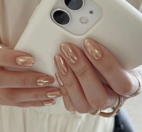 Golden Nails, Hello Nails, Chrome Nail, Simple Gel Nails, Minimal Nails, Casual Nails, Pretty Gel Nails, Pearl Nails, Minimalist Nails