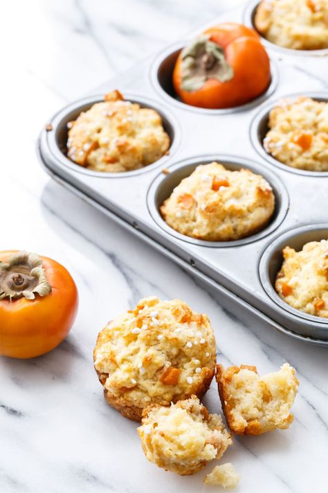 Ginger Persimmon Scone Muffins Scone Muffins, Persimmon Recipes, Winter Dessert Recipes, Savory Scones, Candied Ginger, Winter Desserts, Green Bean Recipes, Muffin Tin, Cheap Meals