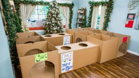 20 Ways to Use Cardboard for Kid-friendly Activities Diy Maze For Kids, Diy Maze, Ninja Birthday Party Ideas, Maze For Kids, Ninja Birthday Party, Cardboard Crafts Kids, Diy Kids Games, Ninja Birthday, Mazes For Kids