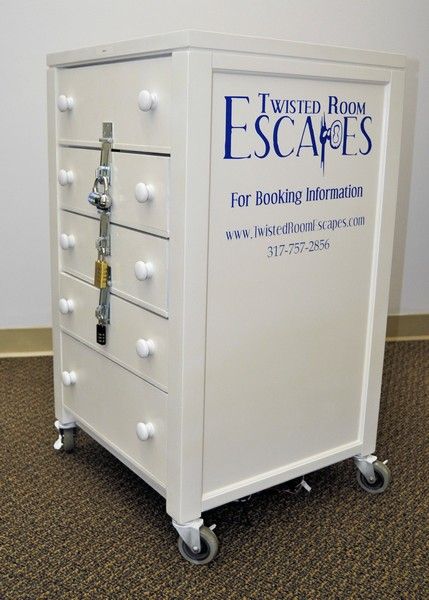 Portable Escape Room Cart Portable Escape Room, Jail Ideas, Escape Room Design, Escape Box, Escape Room Diy, Game Cart, Halloween Puzzles, Escape Room Puzzles, End Of Year Party