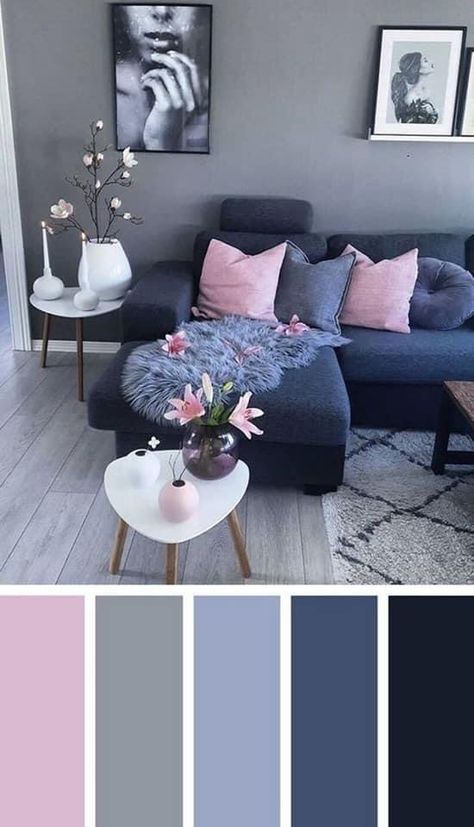 Grey Living Room Ideas Color Schemes, Bedroom Design On A Budget, Living Room Decor On A Budget, Warm Home Decor, Living Room Decor Colors, Living Room Color Schemes, Trendy Living Rooms, Room Color Schemes, Blue Living Room