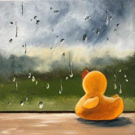 A quick rainy day painting - 8x8 oil on cradled birch panel. This is "Pond Memories Of Sunny Days"... #oilpainting #stilllife #artoftheday #contemporaryart #rubberduck #rain #artstagram #artstarsmag by lorn_curry Rainy Day Painting, Christmas Cookies Packaging, Still Life Artists, Day Painting, Rubber Ducks, Cute Paintings, Balloon Dog, Rubber Ducky, Hyperrealism