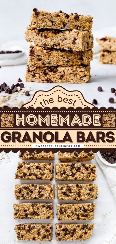 Homemade Granola Bars, healthy homemade granola bars, how to make granola bars Homemade Granola Bars Recipe, Recipes Using Granola, Granola Bars No Honey, Granola Chocolate Bars, No Peanut Butter Granola Bars, Chocolate Chip Granola Bars Homemade, Granola Bars Homemade Healthy, Choc Chip Granola Bars, Granola Bars Homemade Healthy No Bake