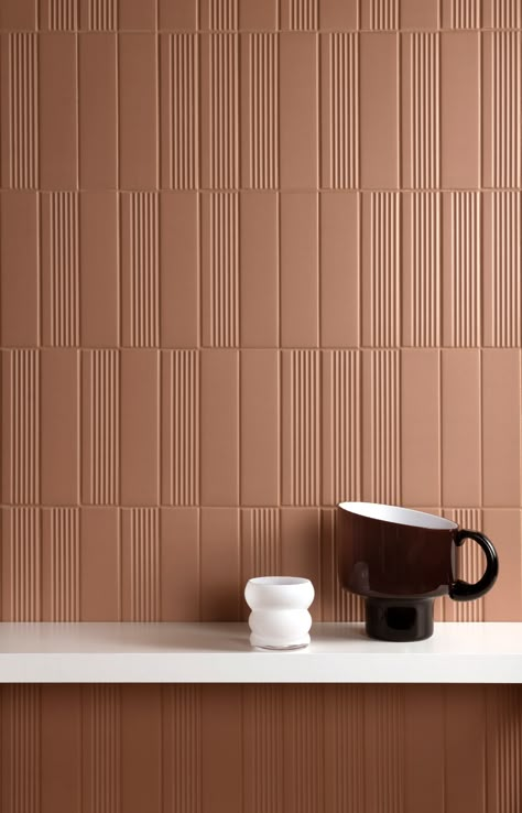 Brick Effect Tiles, Tiles Ideas, Modern Tiles, Kitchen Splashback, Material Textures, Wall Finishes, Wall Cladding, Subway Tile, Wall Panel