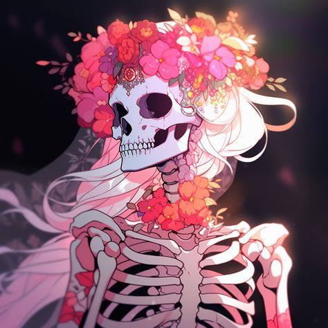 Cute Skeleton Art, Female Skeleton Art, Skull Pfp, Spooky Pfp, Skeleton Pfp, Skeleton Woman, Love Digital Art, Female Skeleton, Skeleton Girl