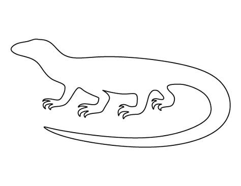 Komodo dragon pattern. Use the printable outline for crafts, creating stencils, scrapbooking, and more. Free PDF template to download and print at http://patternuniverse.com/download/komodo-dragon-pattern/ Komodo Dragon Birthday Party, Komodo Dragon Craft, Autumn Kindergarten, Dragon Template, Printable Outline, Dragon Project, Dragon Birthday Parties, Singapore Zoo, Dragon Crafts