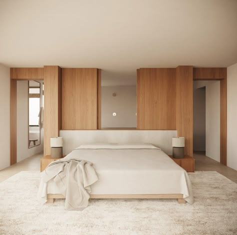 Bed In Middle Of Room, Primary Suite, Adobe House, Midcentury Home, Minimalist Interior Design, Bedroom Layouts, House Architecture Design, Main Bedroom, The Bathroom