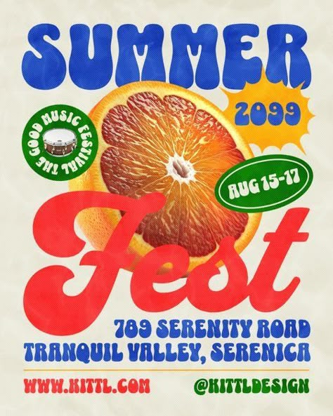 Retro Inspired Design, Graphic Design Posters Vintage, Summer Graphics Design, Retro Inspired Branding, Poster Fruit Design, Summer Graphic Design Poster, Retro Poster Design Graphics, Summer Pubmat, Summer Graphic Design Inspiration