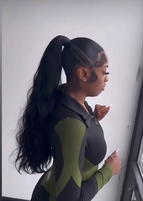 Stitch Braid Into Ponytail, Flip Over Quick Weave, Sleek Back Hair, Hairstyles With Weave, Teenage Hairstyles, Stylish Ponytail, Black Ponytail, Natural Hair Bun Styles, Weave Ponytail Hairstyles