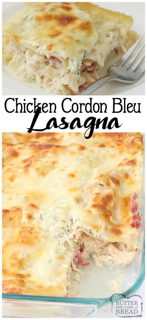 Cordon Bleu Lasagna, Chicken Cordon Bleu Lasagna, Bread Lasagna, Lasagna Recipe Without Ricotta, Homemade White Sauce, Lasagna Recipe With Ricotta, Best Lasagna Recipe, Easy Lasagna Recipe, Chicken Ham