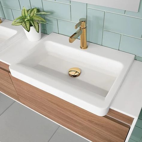 ADP Integrity Solid Surface Semi-Recessed Basin at The Blue Space Inset Sink Bathroom, Semi Recessed Basin, Basin White, Architectural Designer, Latest Bathroom, Ceramic Molds, Simple Website, Blue Space, Up House