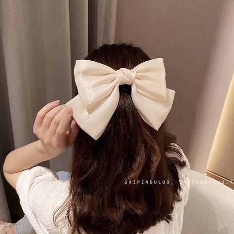 Korean Accessories, Vintage Hair Clips, Tie Headband, Fabric Yarn, Large Bow, Fashion Hair Accessories, Bow Hair, Big Bows, Korean Hairstyle